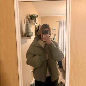Women's Olive Green Puffer Jacket